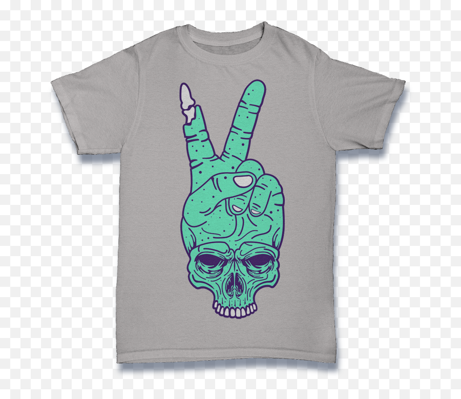 Skull Hand Peace - Typography T Shirt Text Design Emoji,Tskull Emoticon