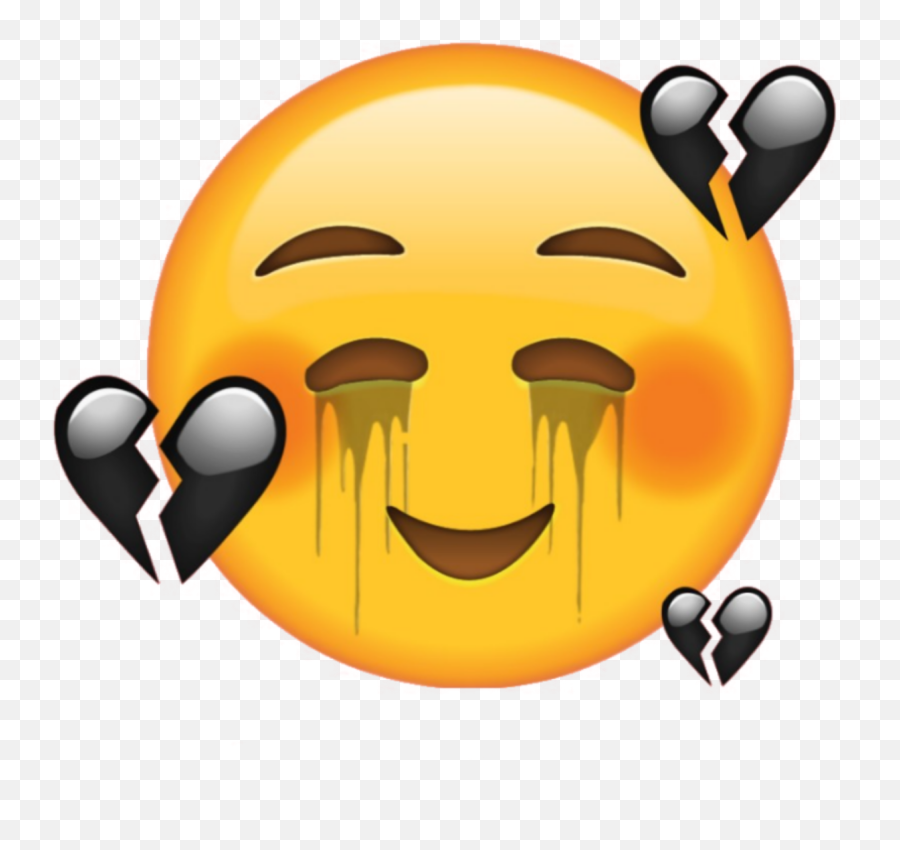 Broken Sad Emoji Hearts Black Sticker - Happy,Broken Leg Emoji