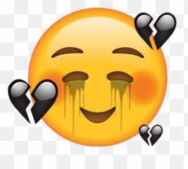 Broken Sad Emoji Hearts Black Sticker - Happy,Broken Leg Emoji