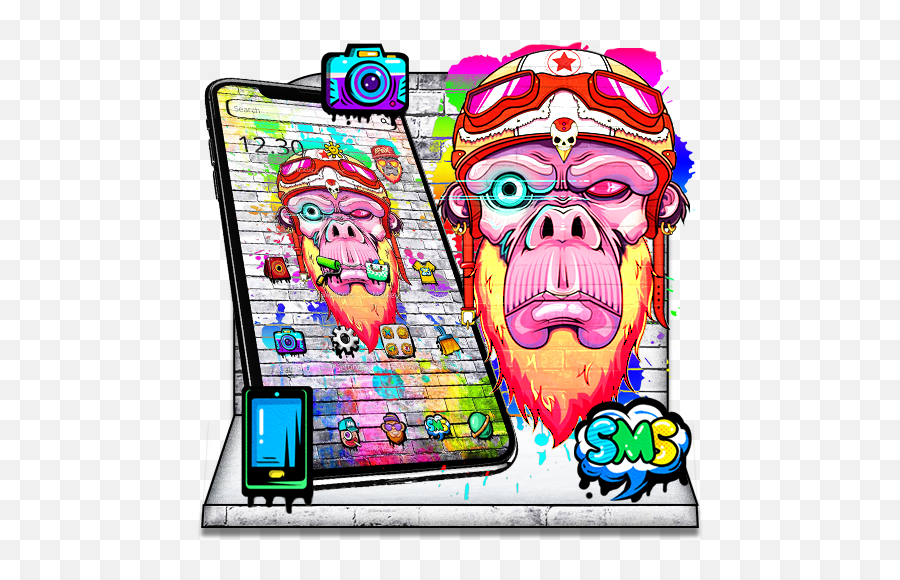 Gorgeous Monkey Graffiti Theme - Apps En Google Play Communication Device Emoji,Emojis De Los Monos