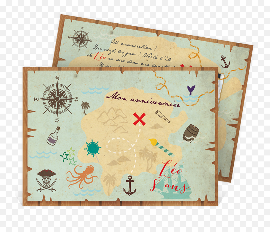 Fêtes Occasions Spéciales Anniversaire Avec Trésor Pirates - Carte Invitation Anniversaire Thème Chasse Au Tresor Emoji,Carte Emoticon Pour Anniversaire