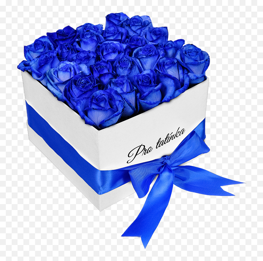 Blue Roses In A White Box For Dad - Birthday Blue Flowers Transparent Emoji,Blue Rose Emoji