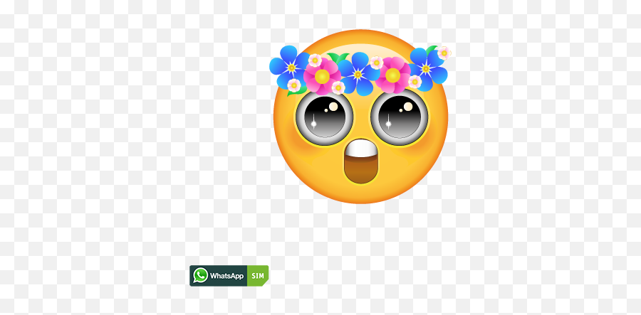 Urlaub Emoticon Mit Blumenkranz Und Roten Wangen Whatsapp - Erstauntes Emoji,Emoticons Do Mal