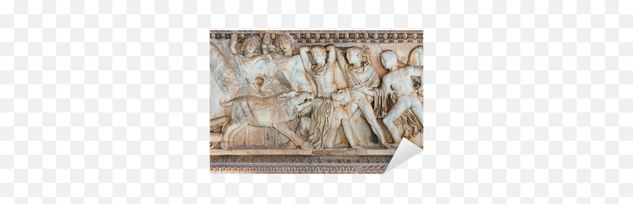 Ancient Greek Sarcophagus Shows The Hunt Of The Calydonian Boar Sticker U2022 Pixers U2022 We Live To Change - Ancient Greek Murals Emoji,From Architecture To Graves: The Development Of Emotion In Ancient Greek Sculptures