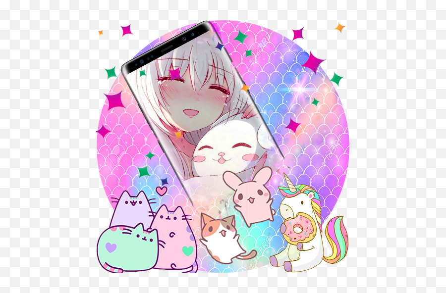 Kawaii 2020 Wallpapers Hd Live 4k Kawaii Kawai 10 Apk - Girly Emoji,Kawaii Bunny Pixel Emoticons