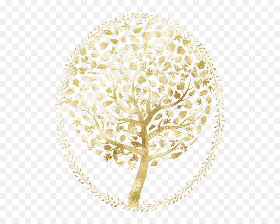 Life Tree With Roots Gold Foil - Decorative Emoji,Tree Of Life Emotions