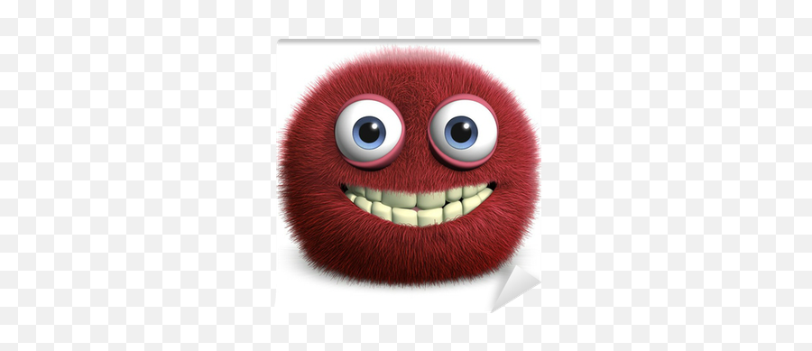 Red Hairy Ball Wall Mural Pixers - Fuzzy Monster 3d Cartoon Emoji,Hairy Tongue Emoticon