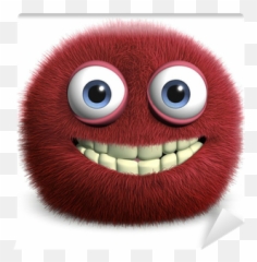 Red Hairy Ball Wall Mural Pixers - Fuzzy Monster 3d Cartoon Emoji,Hairy Tongue Emoticon
