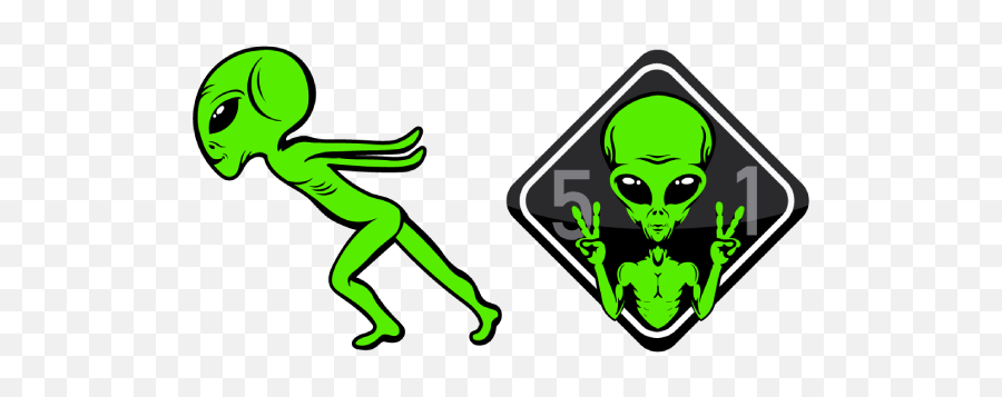 Top Downloaded Cursors - Custom Cursor Alien Doing Naruto Run Emoji,Emoji Area 51