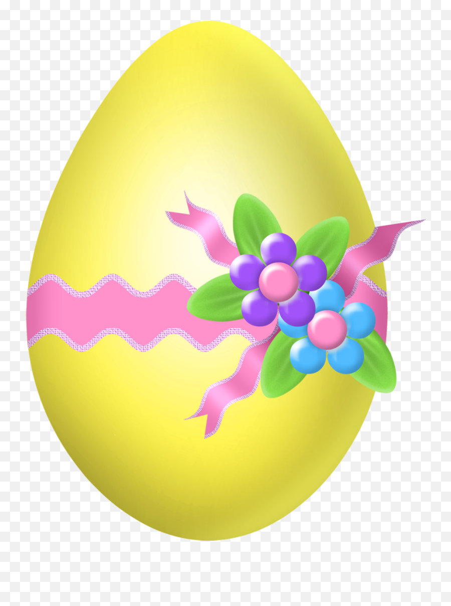 Easter Yellow Egg With Flower Decoration Png Clipart Picture Emoji,Easter Eggs Emojis