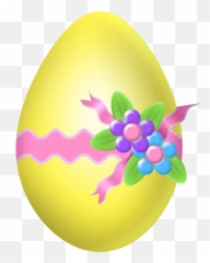 Easter Yellow Egg With Flower Decoration Png Clipart Picture Emoji,Easter Eggs Emojis