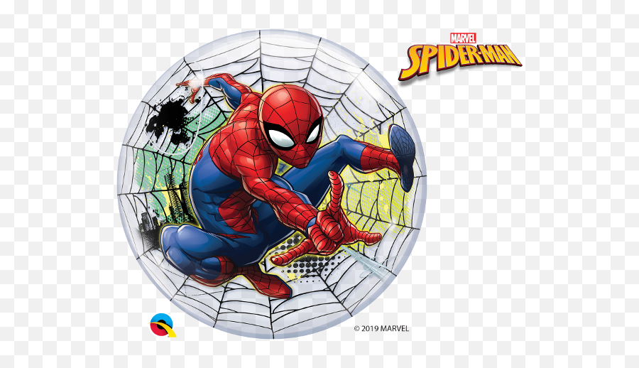 Spider Man Bubbles Balloons - Spiderman With Web Background Emoji,Spider Emoticon