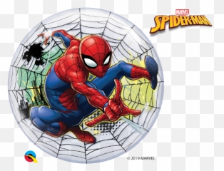 Spider Man Bubbles Balloons - Spiderman With Web Background Emoji,Spider Emoticon
