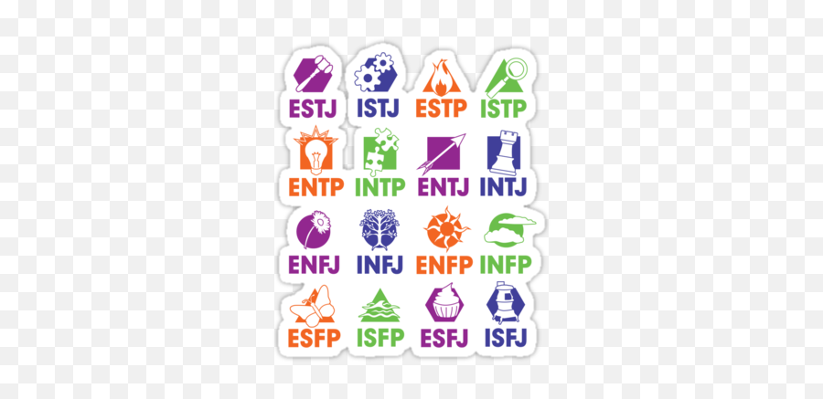 Myers Briggs Icon Tee Sticker By Woahitsjulez In 2021 Mbti - Mbti Icon Emoji,Intj Meme Emotions