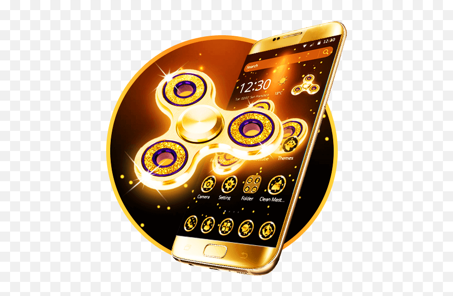Golden Fidget Spinner Theme Android Theme Apk - Golden Fidget Spinner Background Emoji,Cell Phone Theme Emojis