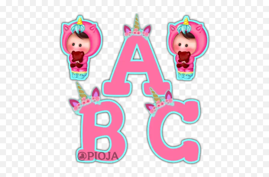 Abc Unicornio Stickers For Whatsapp - Girly Emoji,Micheal Scott Discor Emoji