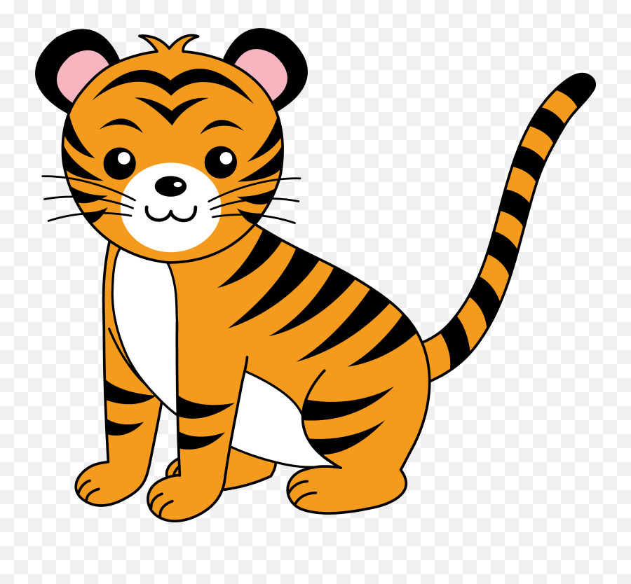 Cute Orange Tiger Cub Free Clip Art - Clipartix Clip Art Of Tiger Emoji,Cub Emoji