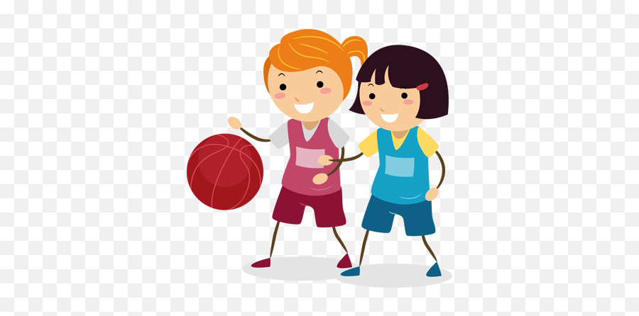 Little Basketball Girls Wall Sticker - Playing Basketball Girls Drawing Emoji,Basketball Emoji Wallpaper