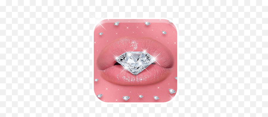 Pink Lips Diamond Crystal Sticker - Solid Emoji,Emoji Jeweled Ring