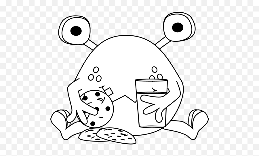 Eat Black And White Clipart Png Images - Cute Cookies Clipart Black And White Emoji,Black And White Cartoon Emoji Eating Pizza