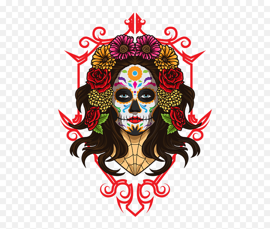 Santa Muerte La Calavera Catrina Sugar Skull Yoga Mat For - La Calavera Catrina Emoji,Skull Emoticon Code