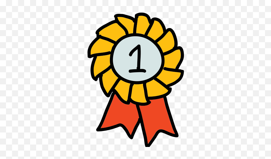 First Place Ribbon Icon In Doodle Style Emoji,Award Ribbon Emoji