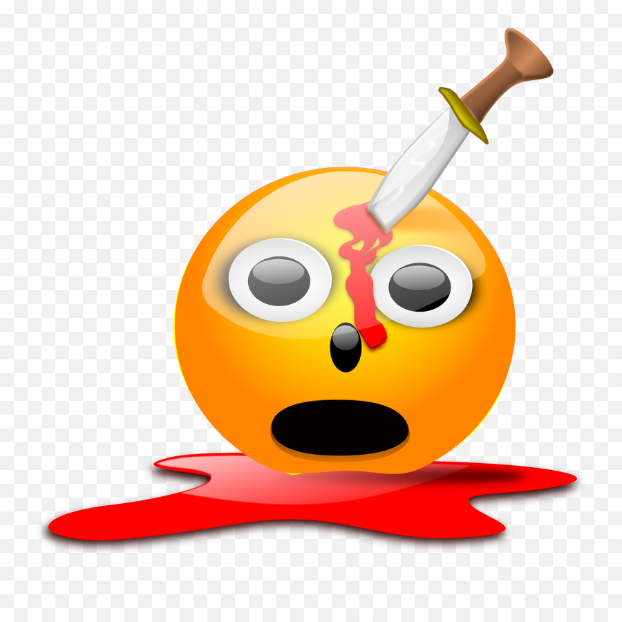 Smiley Murdered Stabbed Knife Halloween - Smiley J En Peux Plus Emoji,Blood Emoji