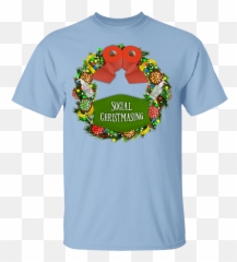 Social Christmasing Wreath 100 Cotton T - Shirt Youth Sizes Social Work Shirts Emoji,Emoji For Snow Skype