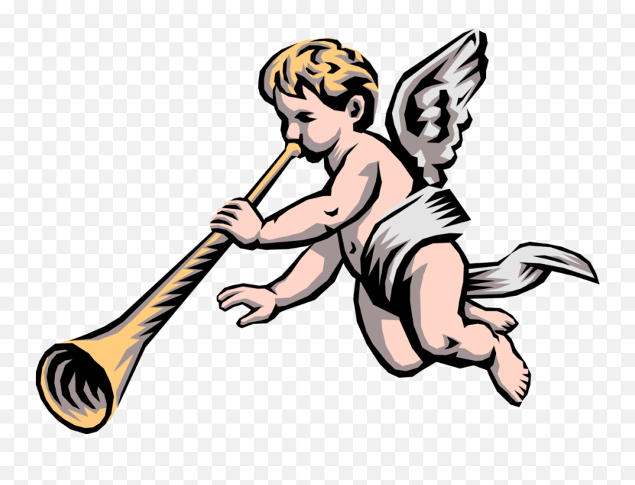 Angelic Trumpet Png - Baby Angels With Trumpets Angel Blowing Trumpet Png Emoji,Trumpet Black And White Emoji Transparent