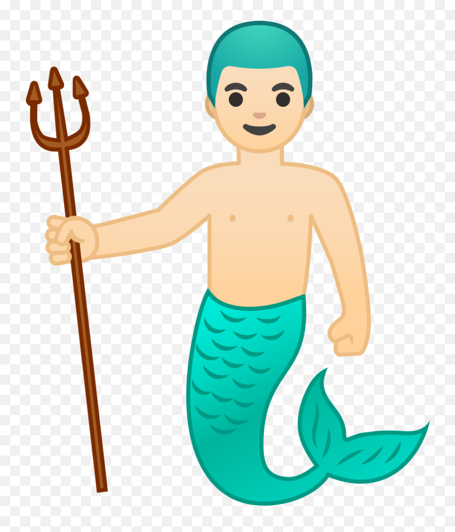 Merman Light Skin Tone Icon - Merman Boy Mermaid Clipart Emoji,Dark Skin Flexing Emoji