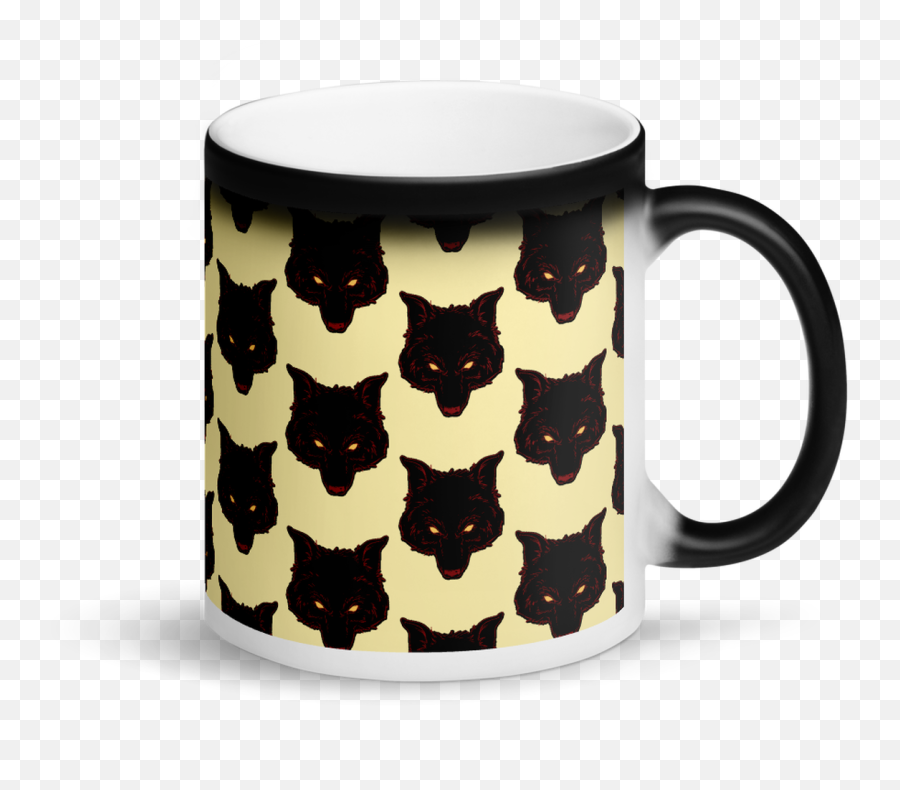 Alpha Wolf Black Magic Mug - Color Changing Mug Mockup Emoji,Smiley Face Emoticon Emoji Magic Color Changing Ceramic Coffee Mug