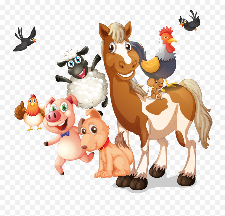Farm Livestock Illustration - Vector Cartoon Animals Png Emoji,Farm Animal Emojis