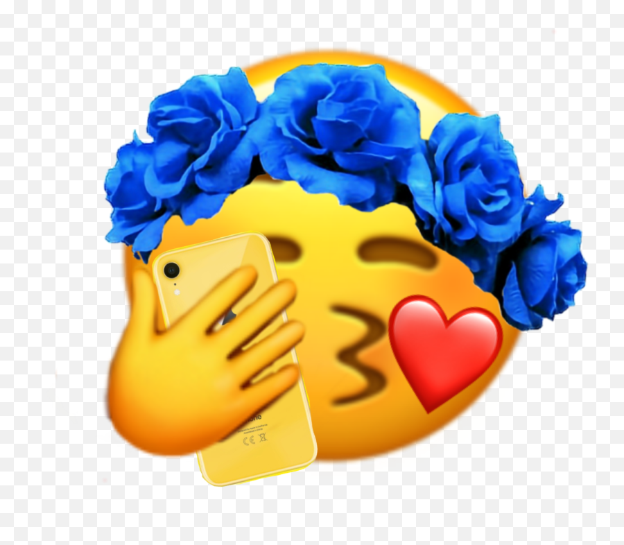Selfie Emojis Sticker - Aesthetic Blue Flower Crown Png,Selfie Emojis