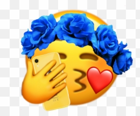 Selfie Emojis Sticker - Aesthetic Blue Flower Crown Png,Selfie Emojis