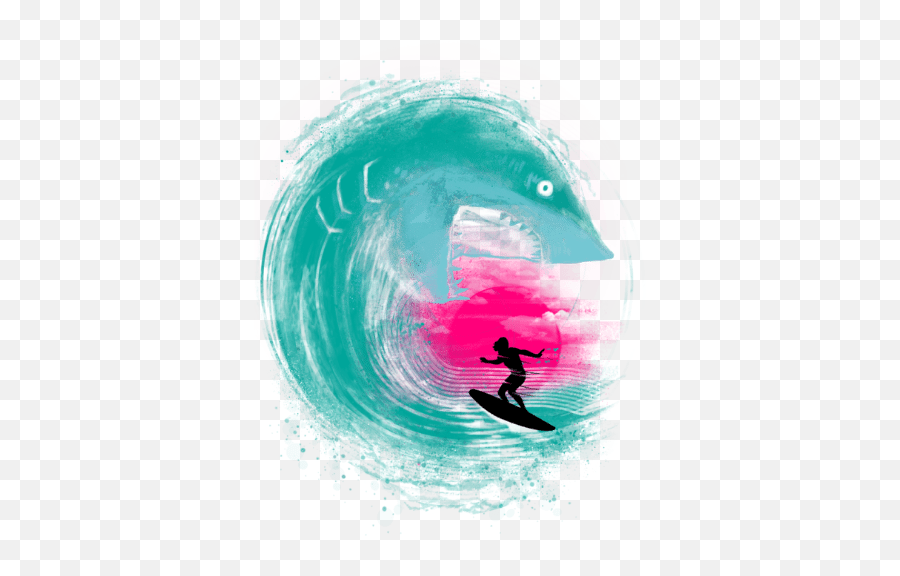 Shark Attack T - Shirt Teehuntercom Surfer Emoji,Surf Wave Emoji