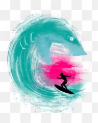 Shark Attack T - Shirt Teehuntercom Surfer Emoji,Surf Wave Emoji