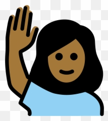 Medium - Raising Hang Clip Art Emoji,Crossed Arms Emoji With Black Hair