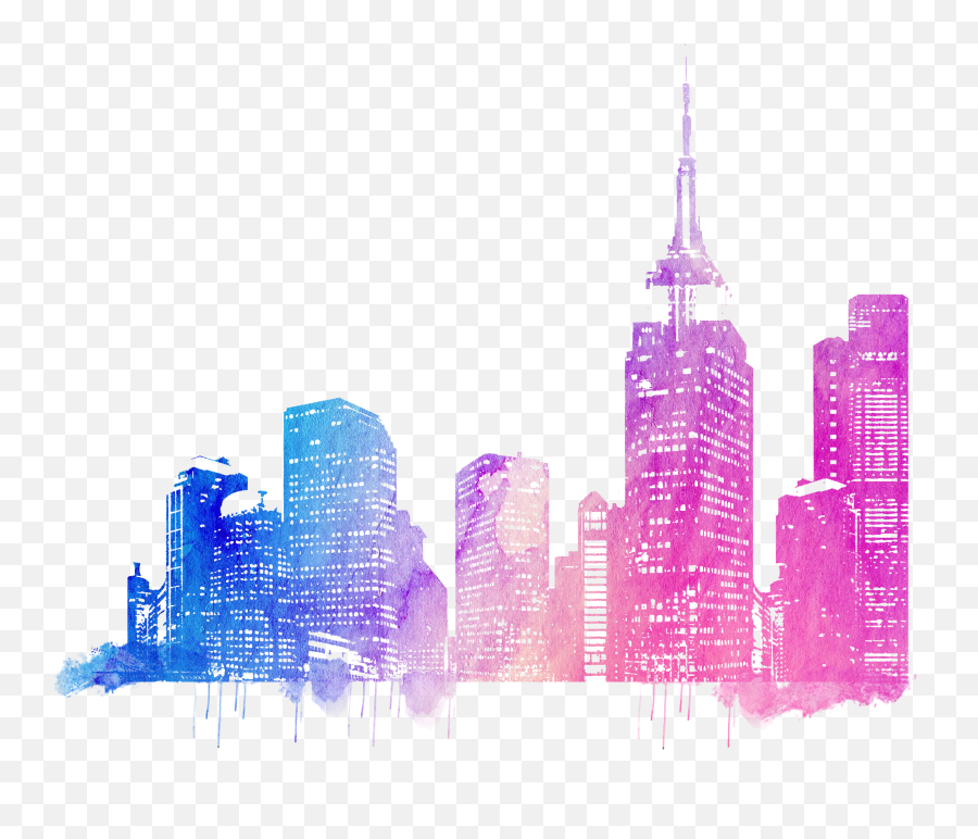 Skyline Drawing Clipart Png Free - Colorful City Skyline Png Emoji,Cities Skylines Emoticons
