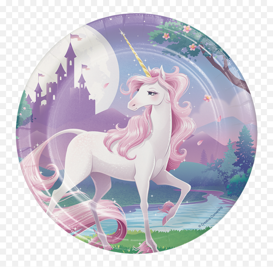 Unicorn Fantasy - Dinner Lunch Plates 18cm 8 Unicorn Fantasy Emoji,Emoji Paper Plates