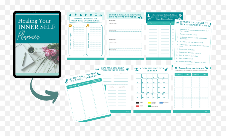 Healing Yourself Printables Upsell 1 - Vertical Emoji,Emotion Tracker