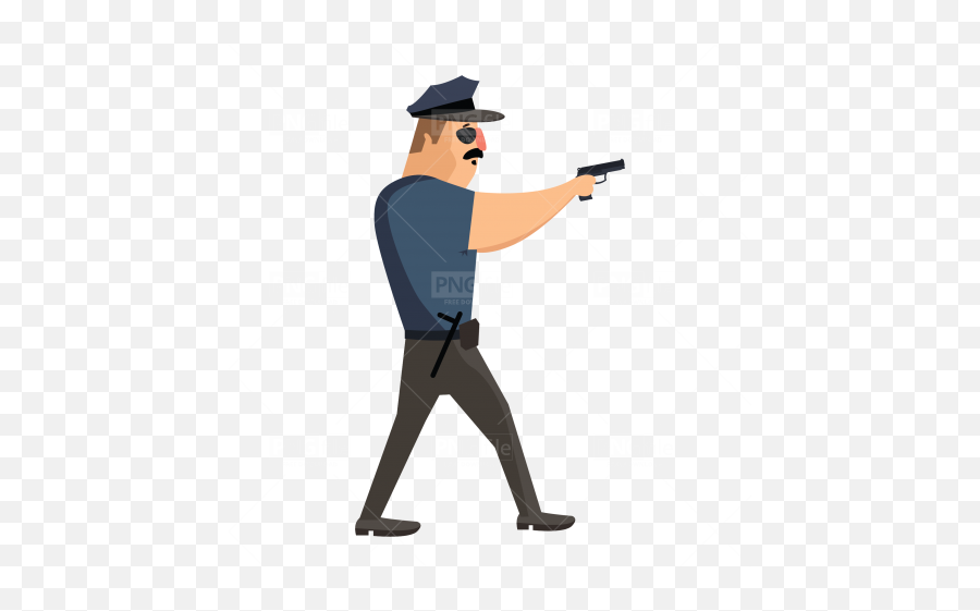 Police Man Cartoon - Gunshot Emoji,Strutting Emoji