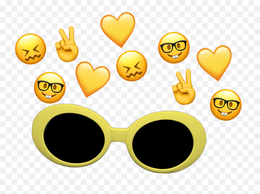 Cloutgoggles Yellow Clout Sticker - Clout Goggles With Hearts Snapchat Filter Emoji,Sunglasses Emoji Snapchat