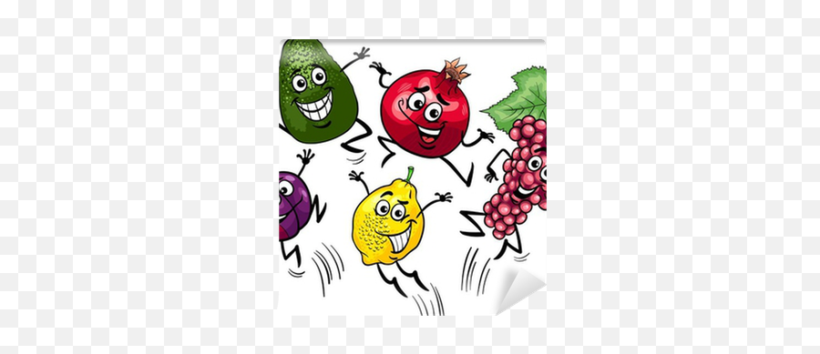 Jumping Fruits Cartoon Illustration Wall Mural U2022 Pixers - We Live To Change Fruit Jumping Emoji,Emoticon Jumping Cat