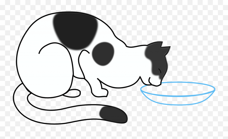 Pin - Cat Eating From Bowl Drawing Emoji,Signs Of A Cat Emotions
