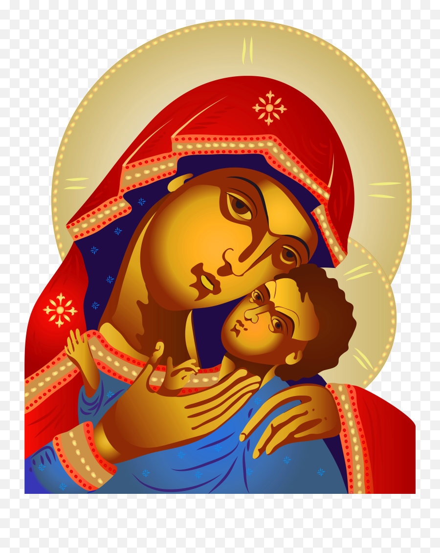 Download Hd Virgin Mary And Baby Jesus Png Clip Art - Virgin Mother Mary And Baby Jesus Png Emoji,Emojis For Bloody Marys