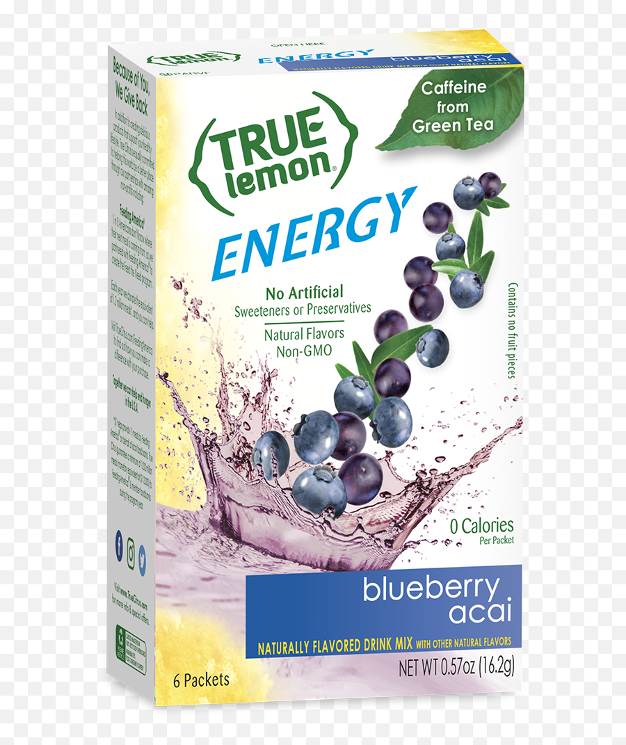 6 Packets True Lemon Energy Blueberry Acai Sugar Free On - Thego Caffeinated Powdered Drink Mix Emoji,Boxer Punch Ascii Emoticon