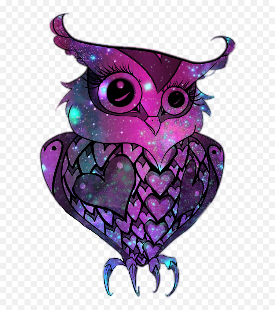 Owl Galaxy Cute Hipster Sticker By Laurenleigh - Cute Galaxy Stiker Png Emoji,Purple Horned Emoji