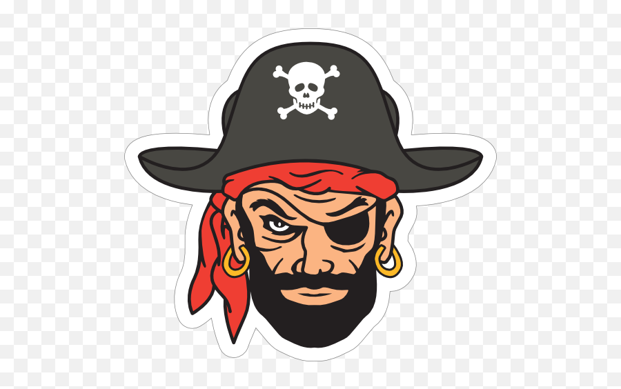 Blackbeard Pirate Mascot Sticker - Blackbeard Cartoon Emoji,Pirate Hat Emoji