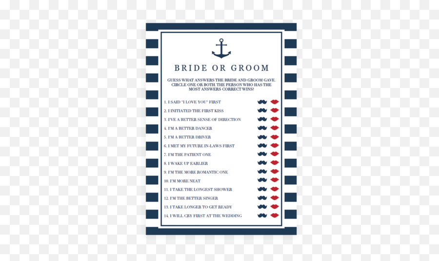 Nautical Wedding Well Wishes For The Bride And Groom Cards - Vertical Emoji,Guess The Emoji House Bride