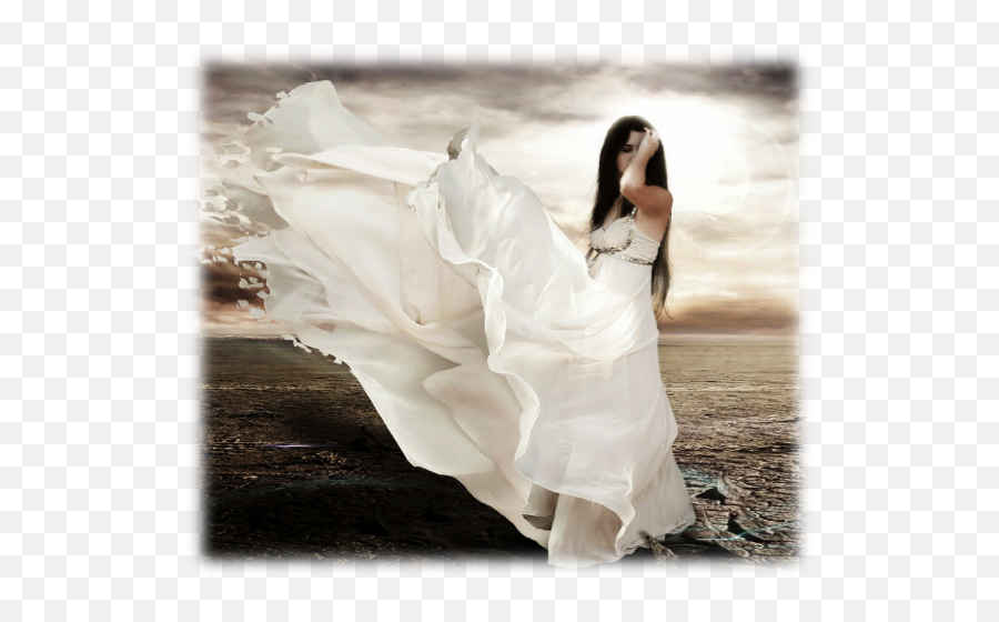 Writer Girls - Girl In White Dress Blowing In The Wind Emoji,Emoticon De La Luna Acosadora